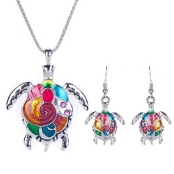 Set di gioielli con una tartaruga arcobaleno - collana / orecchini