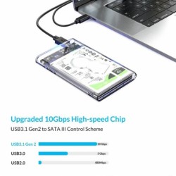 ORICO - 2,5 pollici - custodia HDD trasparente - con cavo - tipo C Gen 2 - USB3.1