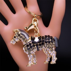 Cavallo di cristallo - portachiavi dorato