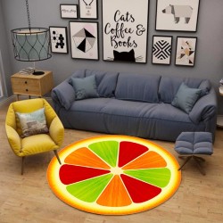Tappeto rotondo decorativo - motivo frutta - arancione colorato