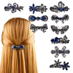 Elegante fermaglio per capelli - cristalli blu - fiori - farfalle - fiocchi