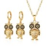 Set di gioielli in oro - con gufi di cristallo - collana/orecchini