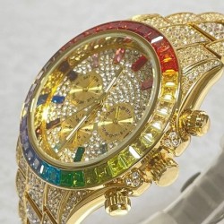 MISSFOX - orologio al quarzo di lusso - diamanti arcobaleno - impermeabile