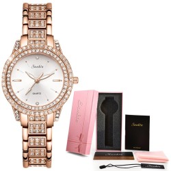 SUNKTA - elegante orologio al quarzo con cristalli - oro rosa