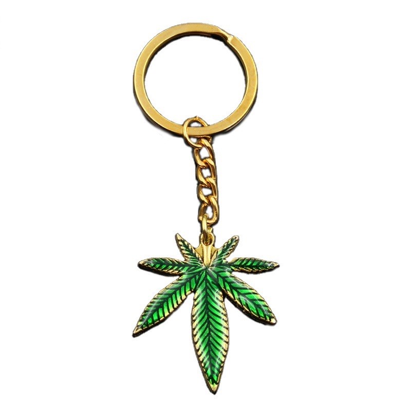 Metal keychain with maple leaf pendantKeyrings