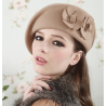 Fashionable woolen beret - with flowerHats & Caps