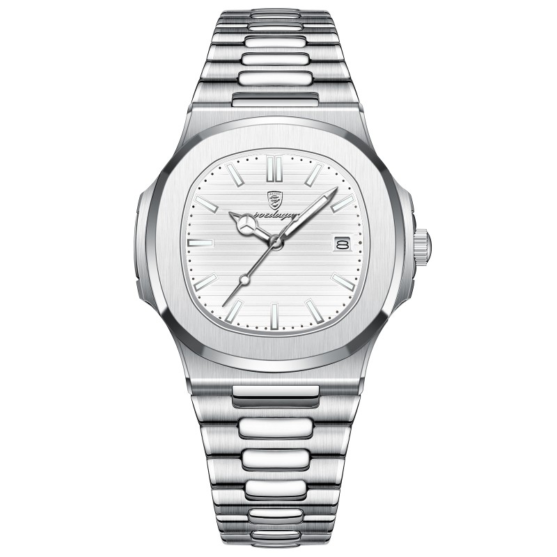 POEDAGAR - elegante orologio al quarzo - impermeabile - acciaio inossidabile - bianco