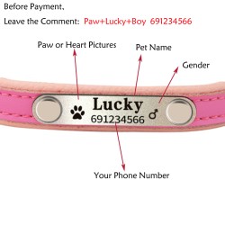 Collare per cani/gatti - ID Tag - personalizzato - inciso - in pelle