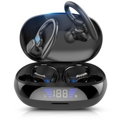 TWS VV2 - Auricolari Bluetooth - Gancio auricolare - con microfono/box di ricarica/display LED