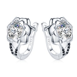 Eleganti orecchini in argento - con fiore di cristallo