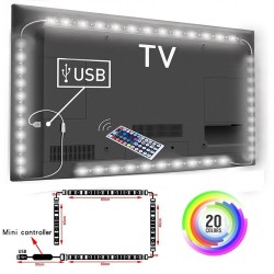 Striscia retroilluminazione TV - LED - RGB - connessione USB - con telecomando
