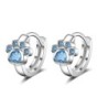 Small round silver earrings - blue crystal animal pawEarrings