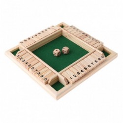 Shut the box - dice board game - 4-sided - 10 number - wooden toy - 4 playersWooden