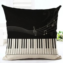 Fodera per cuscino decorativo - temi note musicali - cotone - 45 * 45 cm