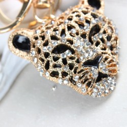 Testa di leopardo in cristallo - portachiavi