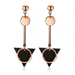 Double circle & triangle - long earrings