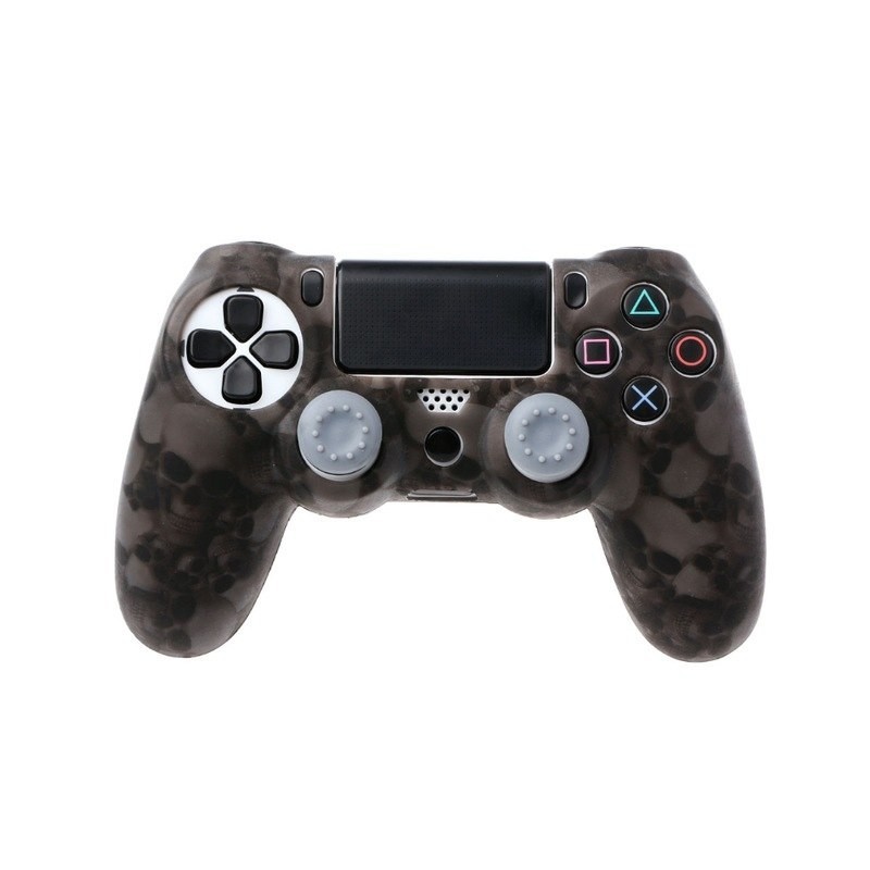 PS4 Pro Slim Controller teschio silicone gamepad cover caso & 2 joystick caps