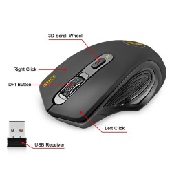 Mouse ottico senza fili 2.4GHz USB 3.0 2000DPI regolabile