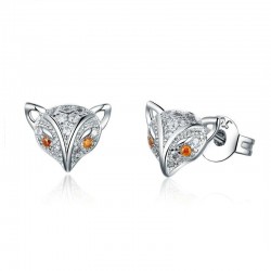Little crystal fox stud earrings