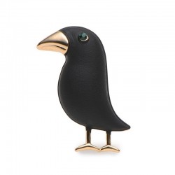 Elegante spilla con corvo nero
