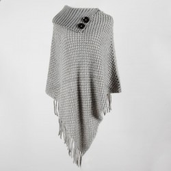 pullover a maglia con nappe - poncho con bottoni - scialle