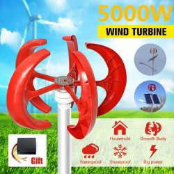 5000W AC 12V-24V - generatore di turbine eoliche - lanterna - 5 lame motore - assi verticali - kit