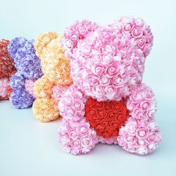 Rose bear - bear made from infinity roses with a heart - 25cm - 35cmValentine's day