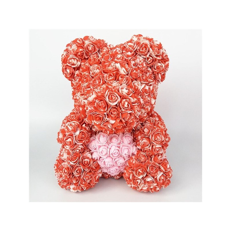 Orso Rosa - orso fatto da rose infinite con cuore - 25cm - 35cm